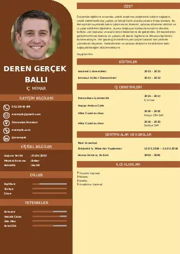 İç Mimar Cv Örnekleri cv indir